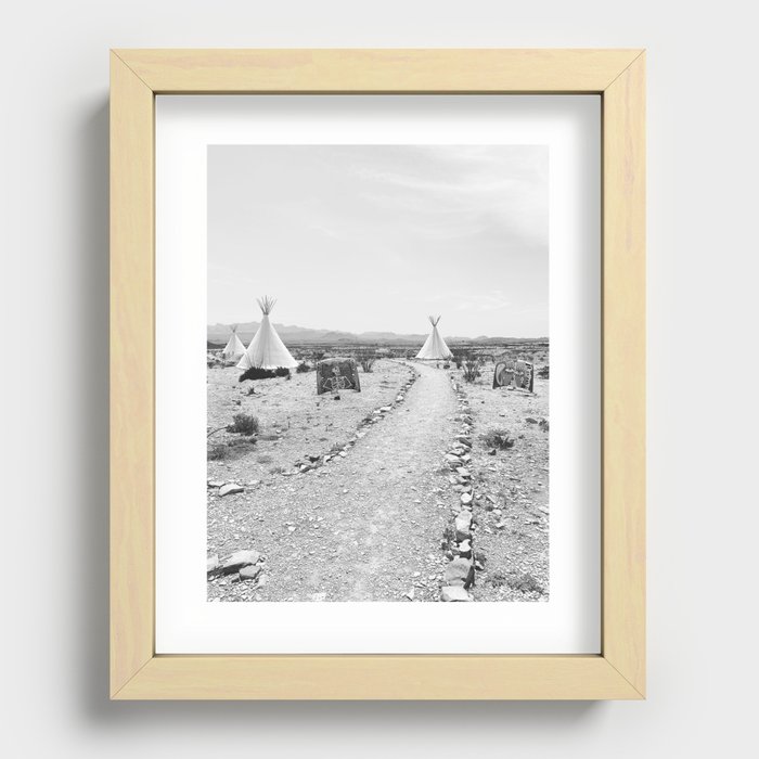 West Texas Teepees B&W Recessed Framed Print