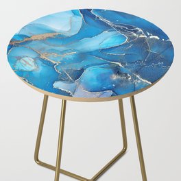 Deep Cerulean + Azure Abstract Ripples Side Table