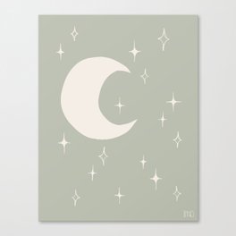 Moon'n'stars Light Sage Canvas Print