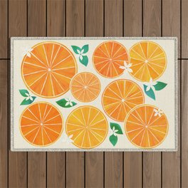 Orange Slices With Blossoms Outdoor Rug