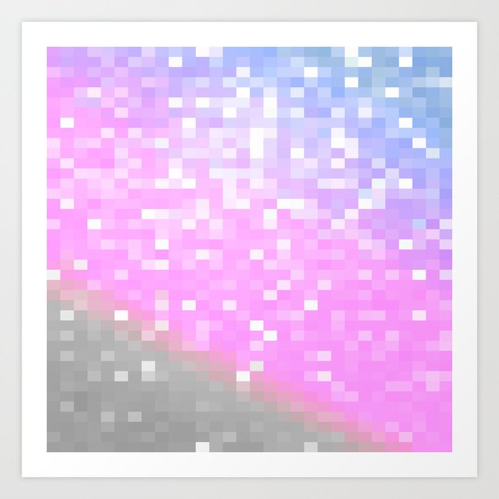 Pink Lavender Gray Pixels Art Print