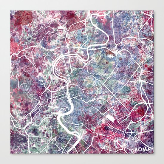 Rome map Canvas Print