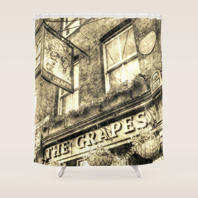 The Grapes Pub London Vintage Shower Curtain By Davidpyatt Society6
