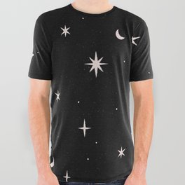 Starry night pattern black night All Over Graphic Tee