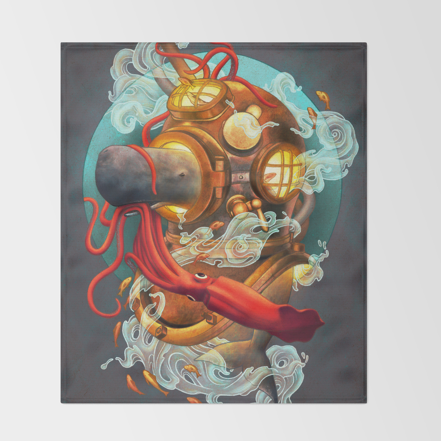 Deep Sea Diver Throw Blanket By Kateoharaillustration Society6
