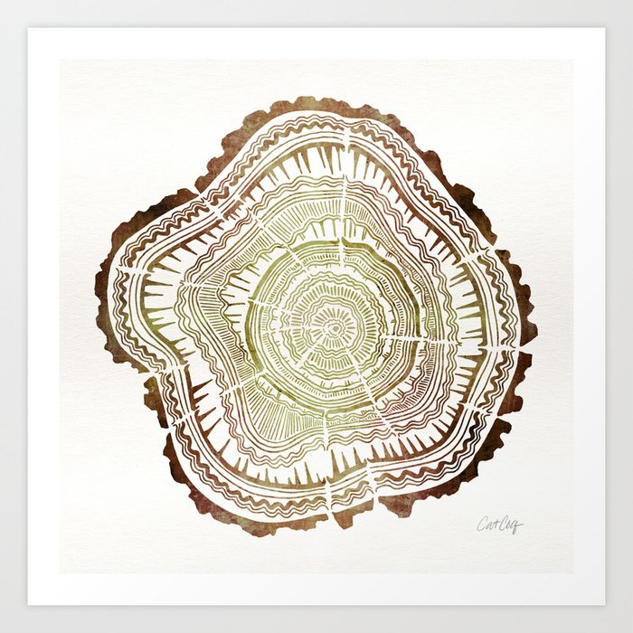Tree Rings – Watercolor Ombre Art Print