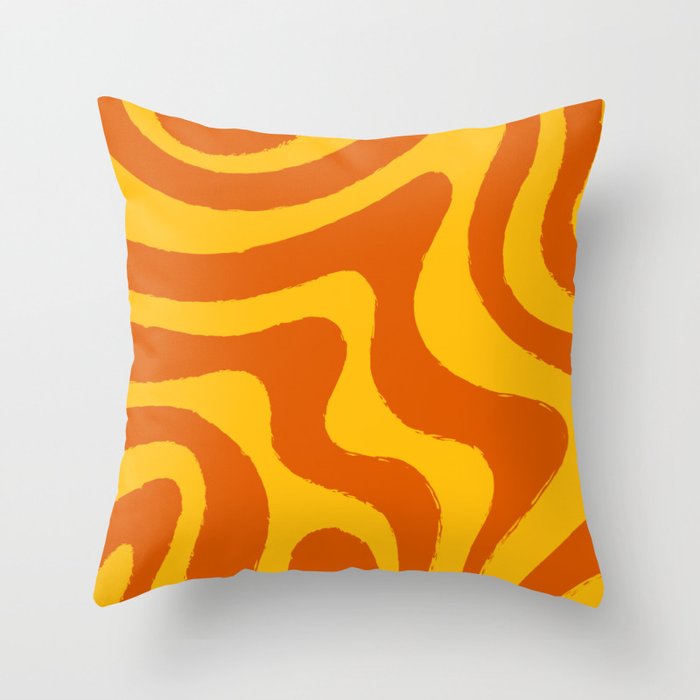 Groovy Liquid Shapes - Orange & Yellow Throw Pillow