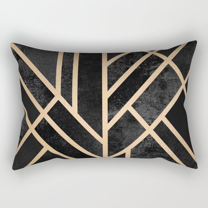 Art Deco Black Rectangular Pillow