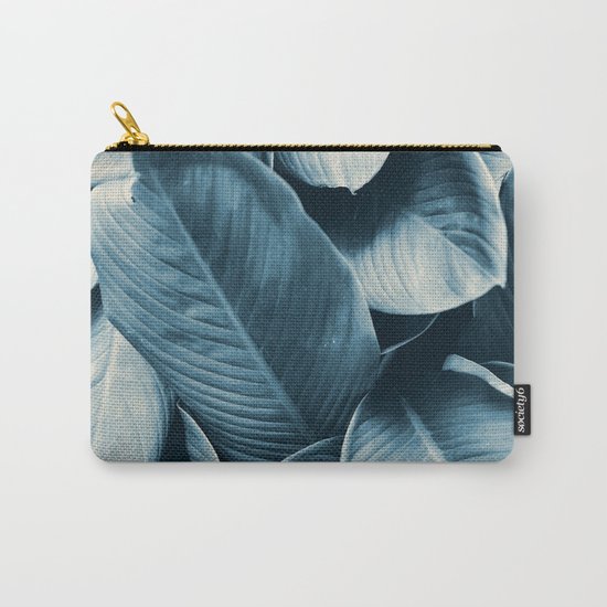 Blue Tropical Leaves Carry-All Pouch