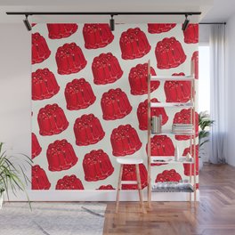 Red Jello Mold Pattern - White Wall Mural