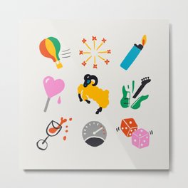 Aries Emoji Metal Print | Illustration, Rebel, Symbol, Ram, Dice, Emoji, Horoscope, Curated, Fire, Wine 