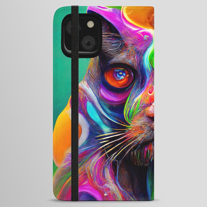Psychedelic Cat iPhone Wallet Case