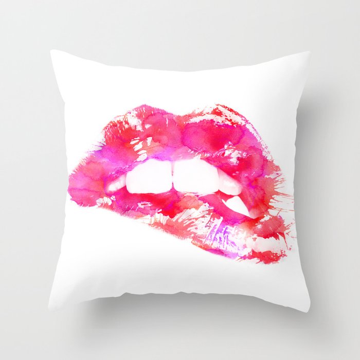 Pink Lips Throw Pillow