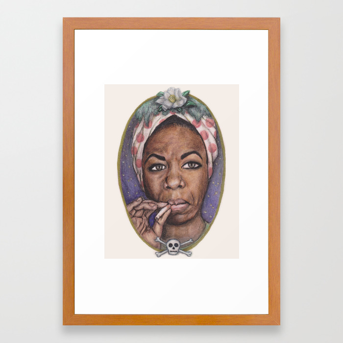 Watercolor Painting Of Nina Simone Framed Art Print By Whiskey