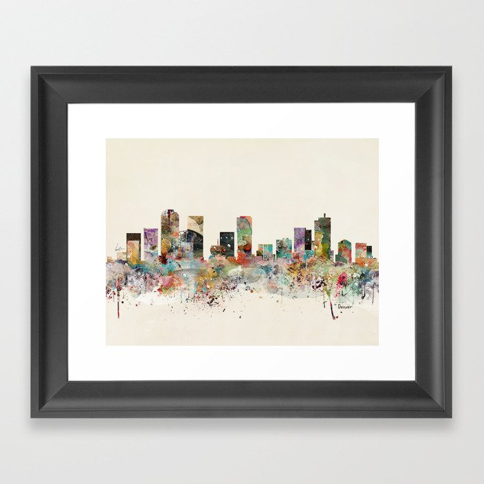 denver colorado skyline Framed Art Print