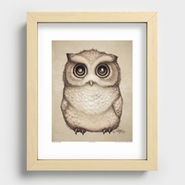 "The Little Owl" by Amber Marine ~ Graphite & Ink Illustration, (Copyright 2016) Recessed Framed Print