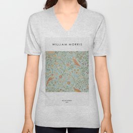 William Morris Exhibition Poster, Art Nouveau, Victoria and Albert Museum, Morris Flower Pattern V Neck T Shirt