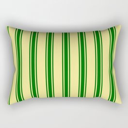 [ Thumbnail: Tan and Dark Green Colored Lined/Striped Pattern Rectangular Pillow ]