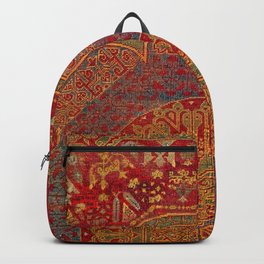 Bohemian Medallion VI // 15th Century Old Distressed Red Green Blue Coloful Ornate Rug Pattern Backpack
