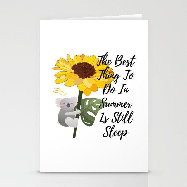 Sunflower & The Sleeping Koala Bear For summer Stationery Cards