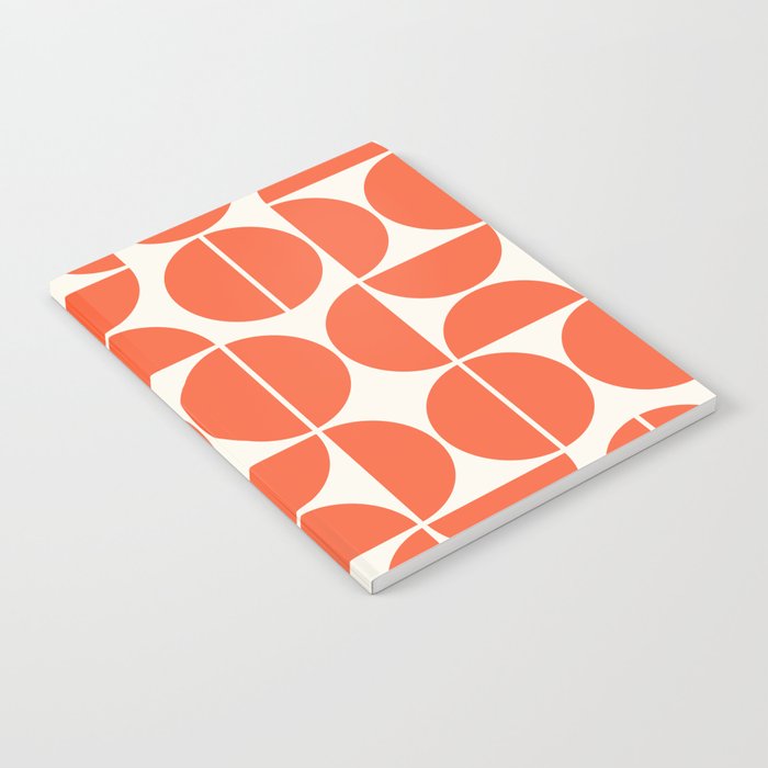 Mid Century Modern Bauhaus Pattern Vermillion Orange Notebook
