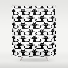 Quirky Black Kitty Cat Shower Curtain