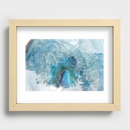 Blue Watercolor Agate Geode Print Recessed Framed Print