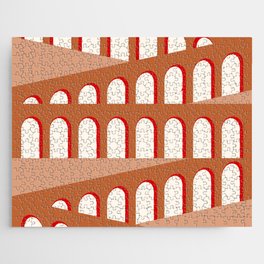 Bauhaus Arch Minimalist Nude Terracotta Warm Color Jigsaw Puzzle