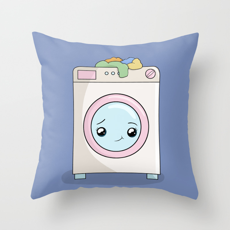 Kawaii Washing Machine Throw Pillow By Momcilobjekovic Society6