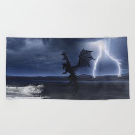 Dragon in the darkness Beach Towel