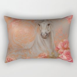 White Arabian Valentine horse Rectangular Pillow
