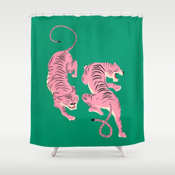 The Chase: Pink Tiger Edition Shower Curtain