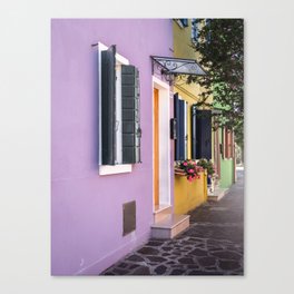 Colourful Purple Houses Burano Venice Italy Canvas Print
