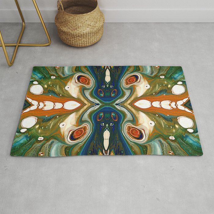 Colorful Digital Art Fluid Painting Geometric Design Rug By Colorflowcreations