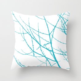 Tree Branches - Turquoise Blue Throw Pillow