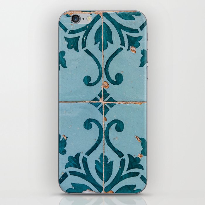 Graca Teal Portuguese Tile Pattern - Portugal Travel Photography iPhone Skin