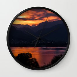Locarno and Ascona at sunset Wall Clock