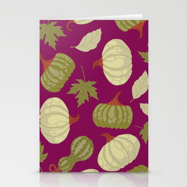 Green Pumpkin Texture. Colorful Seamless Pattern Stationery Cards