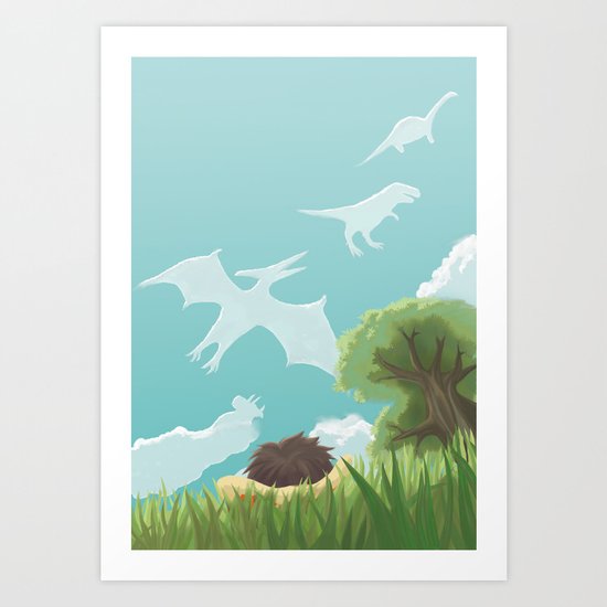 Dinosaur Clouds Art Print