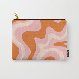 Liquid Swirl Retro Abstract Pattern in Pink Orange Cream Carry-All Pouch
