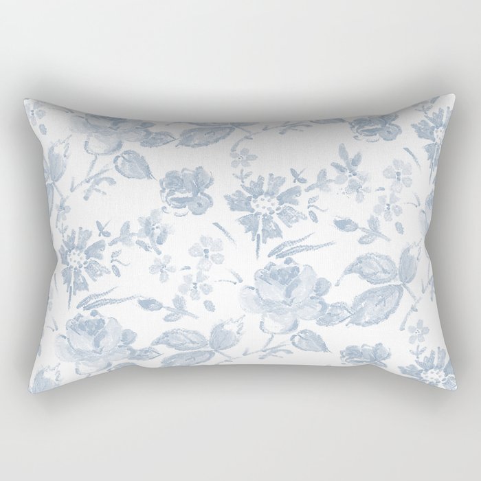 Emma Floral in Blue Rectangular Pillow