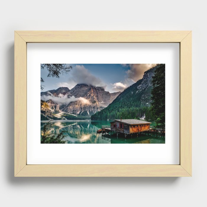 Beautiful mountain and lake landscape in Italy Recessed Framed Print