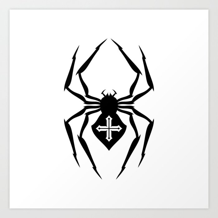 Black Spider with Cross Art Print