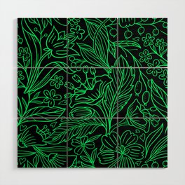luminous green flower pattern Wood Wall Art