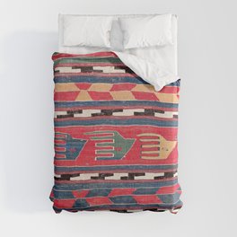 Southwestern Nomad III // 18th Century Colorful Red Blue Green Yellow Shapes and Bands Pattern Duvet Cover