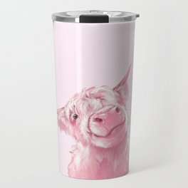 Highland Cow Pink Travel Mug