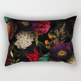 Midnight Hours Dark Vintage Flowers Garden Rectangular Pillow