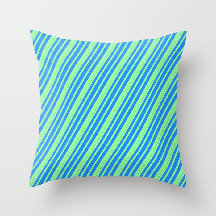 Green & Blue Colored Lines Pattern Throw Pillow