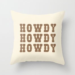 Beige and Brown Bold Howdy Print Throw Pillow
