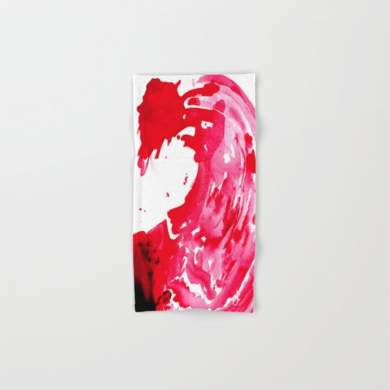 The One Who Came by Water and Blood. Watercolor Red Wave Hand & Bath Towel